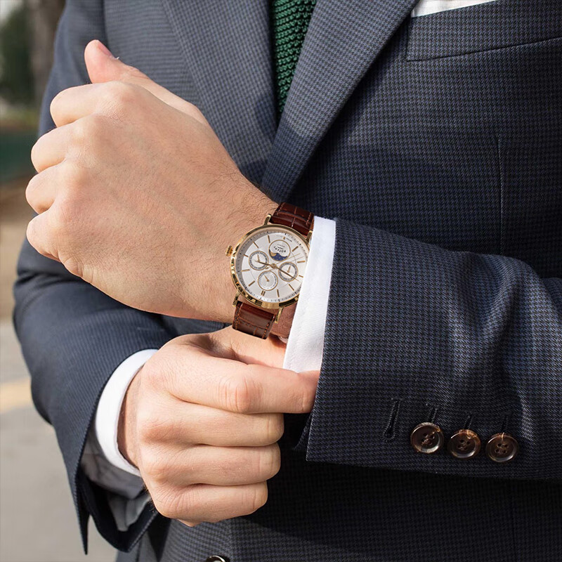 劳特莱（Rotary）英国温莎系列三眼男士手表商务休闲欧美石英腕表送男友生日礼物 GS05428/06