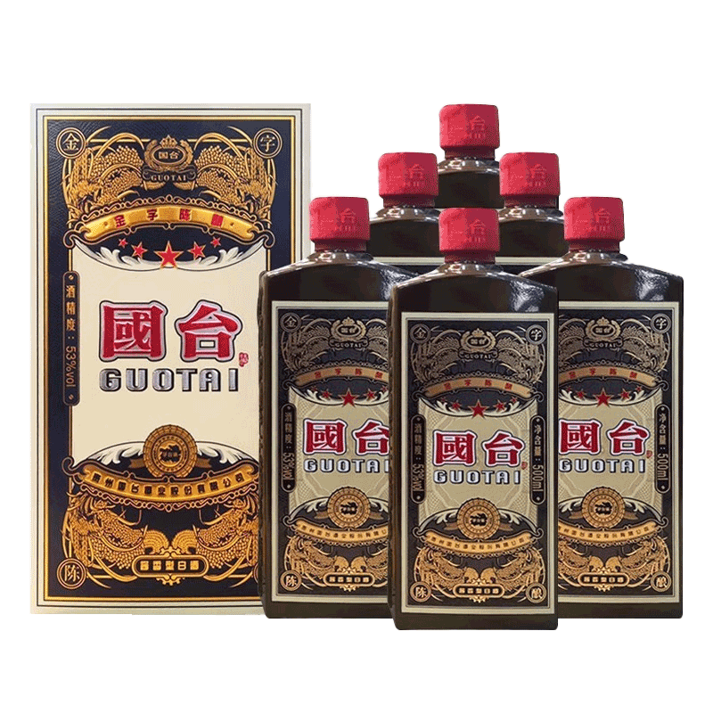 国台贵州国台酒业  53度酱香型白酒 礼盒装 53度 500ml 6瓶 国台金字