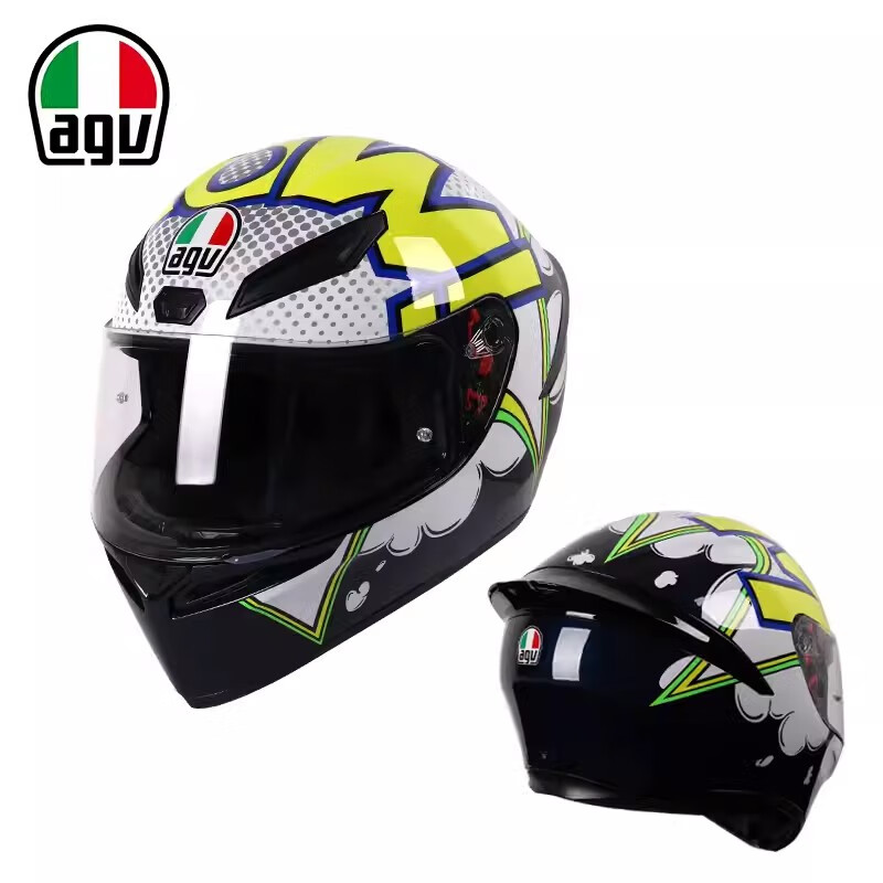 agv摩托车头盔男女四季全盔单镜片机车头盔赛车盔轻量化街车跑车头盔