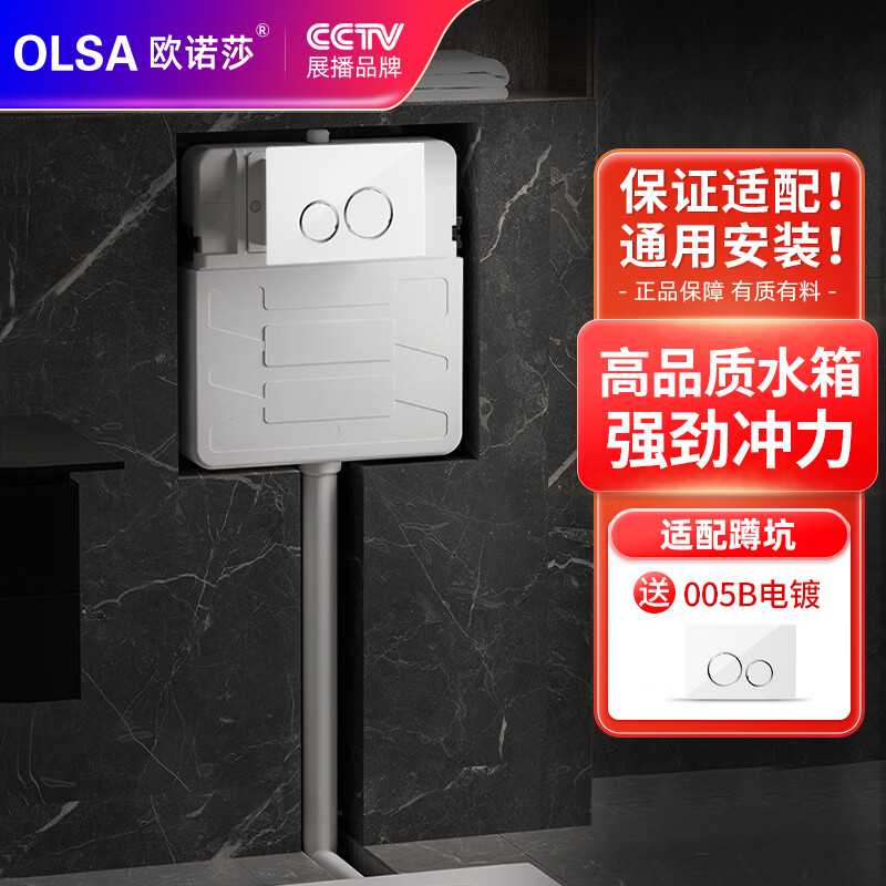 欧诺莎（Olsa） 隐藏式蹲便器冲水箱嵌入式暗装水箱入墙式隐蔽冲便器 配005B电镀灰面板水箱