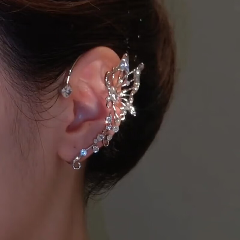 超仙蝴蝶耳骨夹无耳洞女2023年新款潮轻奢高级感耳饰耳挂 左耳1755