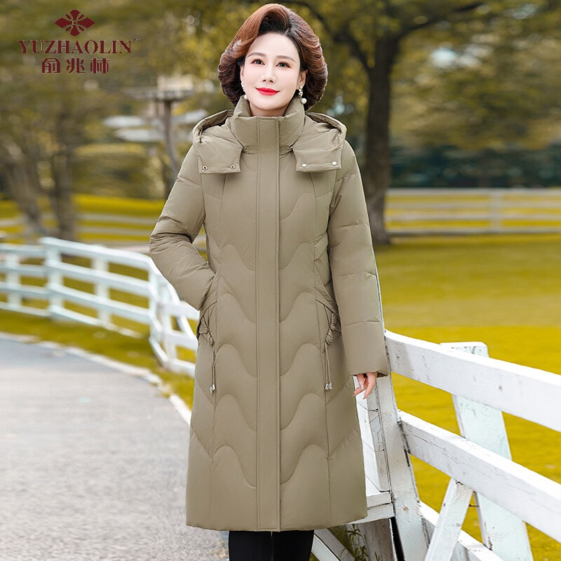 品牌胖妈妈加肥加大冬装羽绒服中年女中长款洋气冬季中老年奶奶款