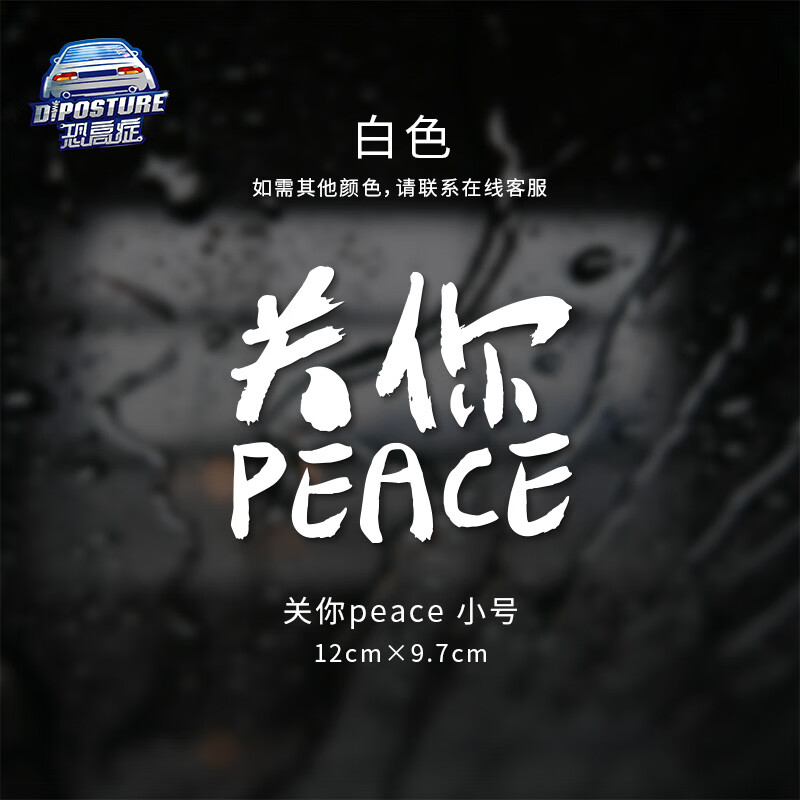 反光贴纸创意文字摩托电动车汽车后挡个性装饰贴 关你peace[小号白色]
