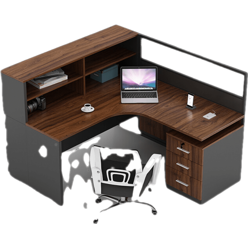 龙案 职员办公桌简约现代4/6人工位桌屏风卡座办公室桌椅组合办公家具 (左高柜)单人位不含椅