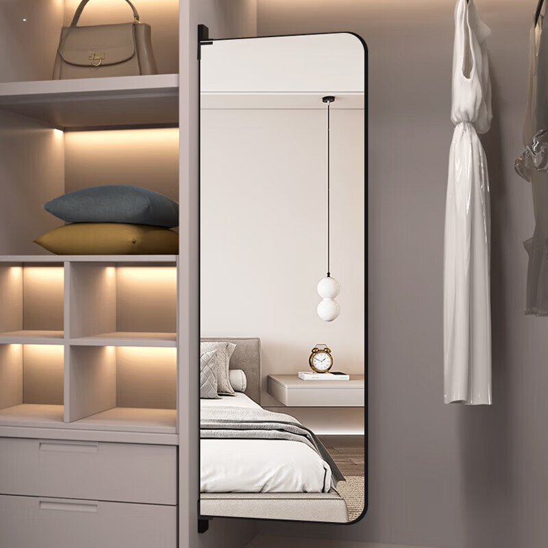 山头林村衣柜穿衣镜 旋转伸缩衣柜镜子穿衣镜旋转隐藏对开门内置推拉
