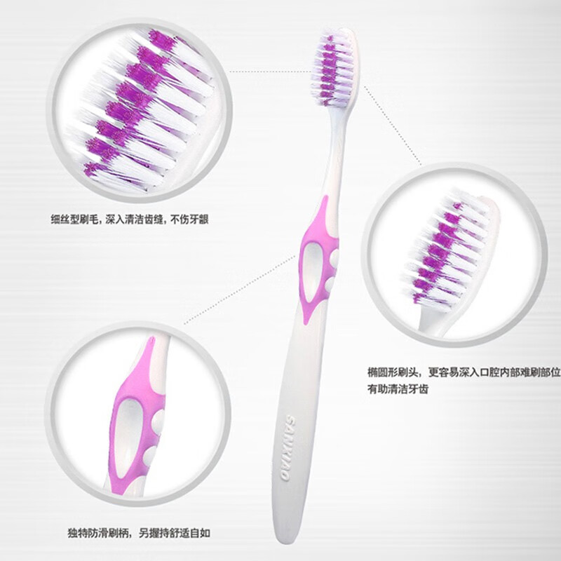 三笑牙刷炫彩倍护牙刷细丝软毛12支装牙刷倍护12支炫彩极细成人牙刷套装极细护龈洁净牙渍 炫彩倍护牙刷 12支主图4
