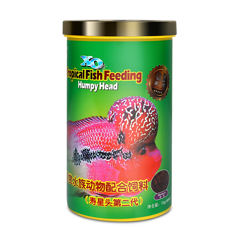 仟湖壽星頭羅漢魚飼料傲深紅瑞神起頭增艷成長專用魚糧觀賞魚通用魚食 壽星頭 二代 中大粒400g