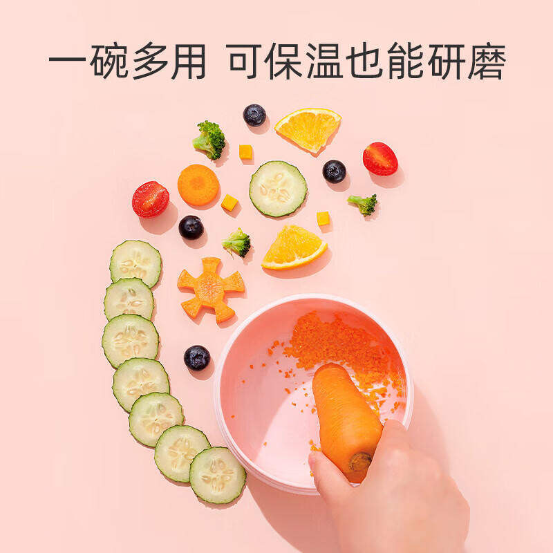 贝肽斯宝宝辅食碗婴儿专用注水保温碗婴幼儿吃饭套装吸盘儿童餐具 纳吉蓝 注水碗+吸盘+勺叉