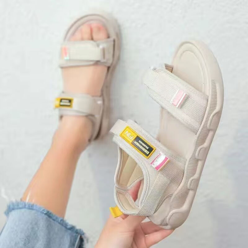 大唐喜乐牛外穿凉鞋女夏季2023年新款魔术贴罗马百搭时尚厚底防滑休闲