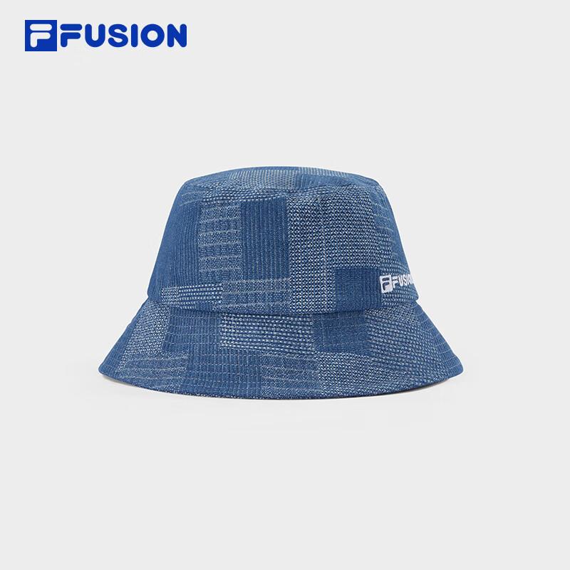 FILA FUSION斐樂潮牌情侶款圓帽2024秋季新款時尚休閑盆帽漁夫帽 牛仔藍(lán)-DB S