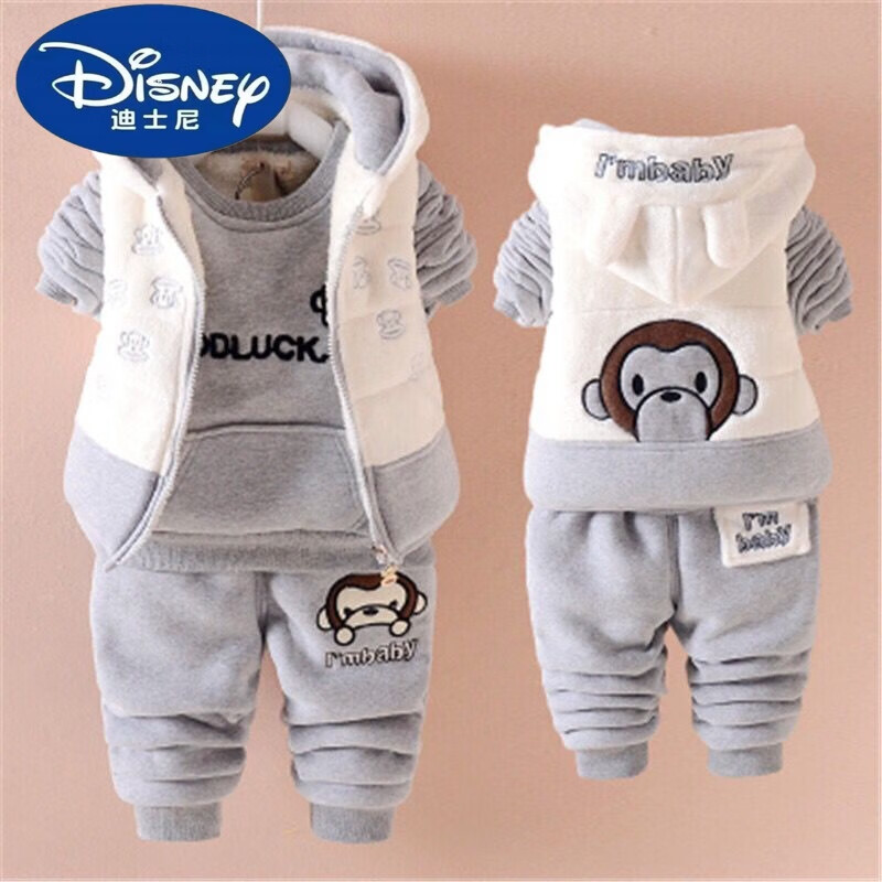 迪士尼女宝宝0―1岁半男婴儿3秋冬装4加绒衣服5小孩7冬季8套装6-12个