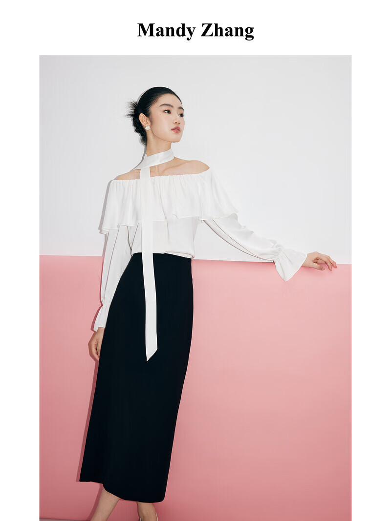 Mandy Zhang高級(jí)感黑色氣質(zhì)高腰包臀半身裙女法式職業(yè)OL西裝裙子長(zhǎng) 靜謐黑 M