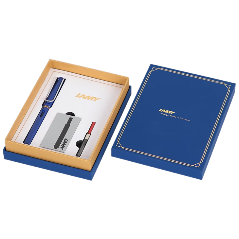 凌美（LAMY）钢笔签字笔 套装礼盒生日节日礼物 德国进口 狩猎系列 拾光墨水笔礼盒 蓝色 F0.7mm