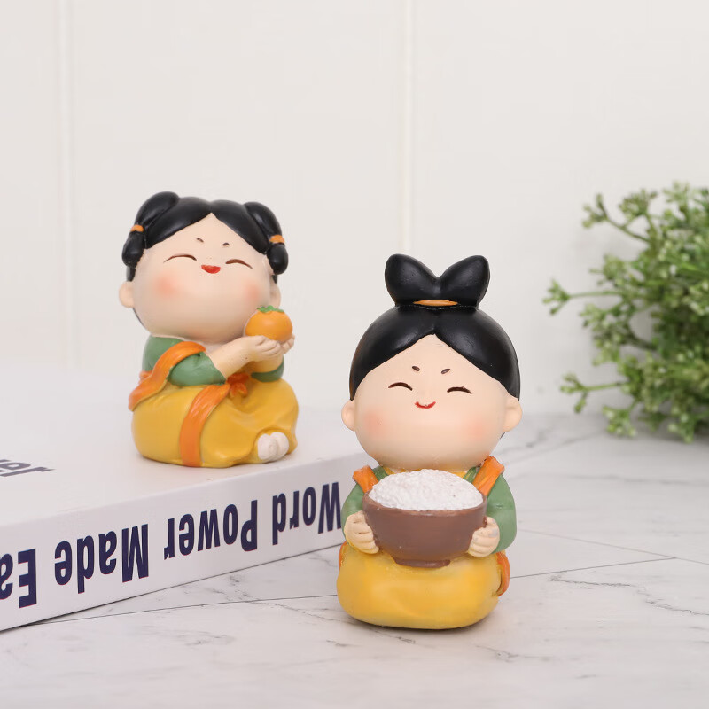 snjue创意公仔汽车摆件可爱唐装仕女古风潮流卡通娃娃中国风车载装饰