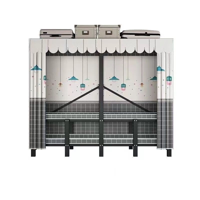 忆思暮布衣柜折叠真正免安装家用卧室出租房全钢架加厚定制挂衣厨 长1.9米免安装全钢架质保10年 憧.憬