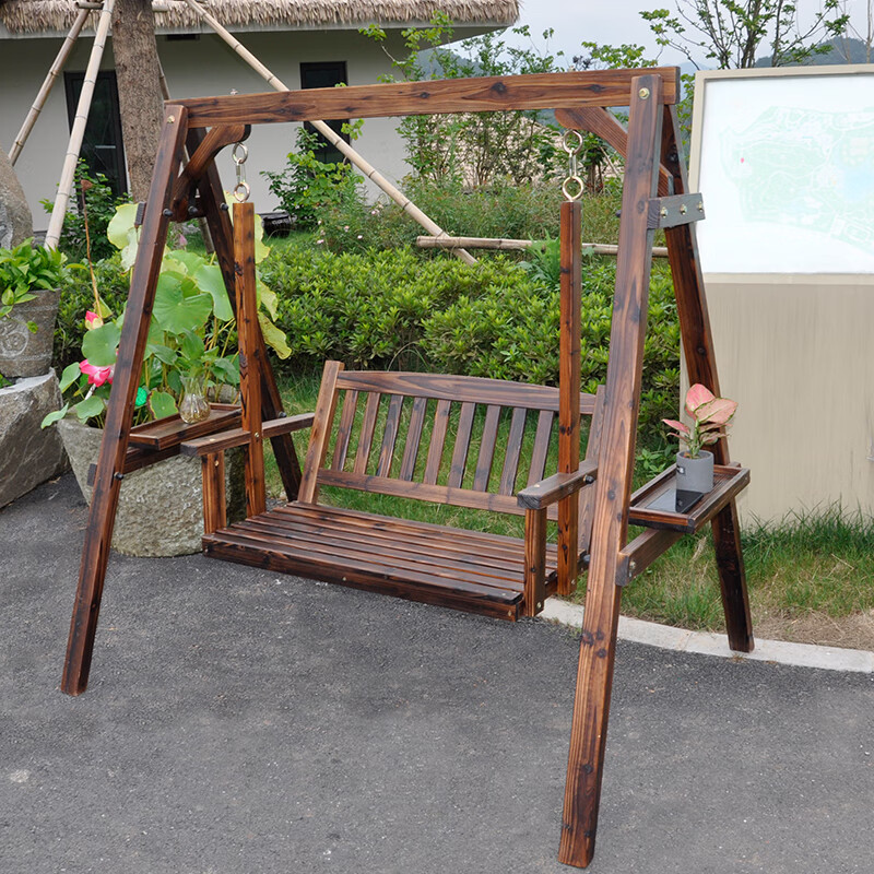 妙普乐秋千摇椅 全实木户外秋千室内外吊篮庭院田园防腐木摇椅阳台