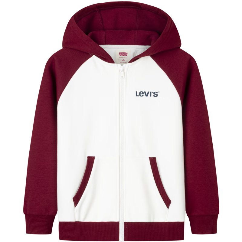 Levi's李維斯兒童開(kāi)衫衛衣冬季新款男女童同款連帽上衣外套潮 草本紅 110 /56 【建議身高104-110cm】