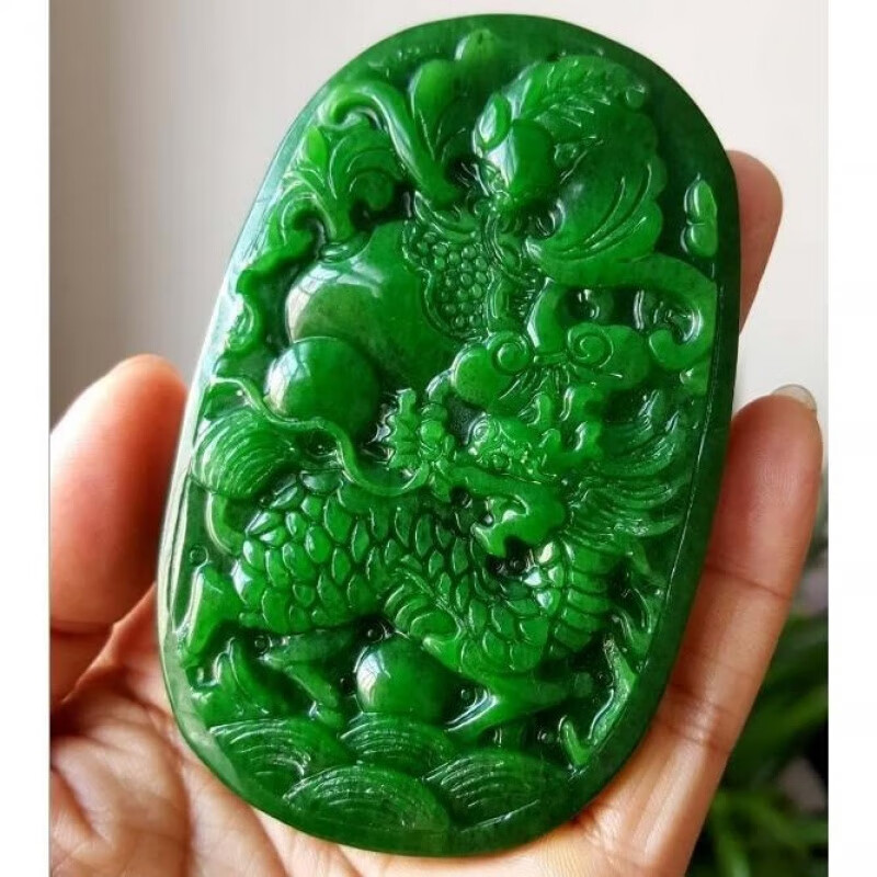 益福顺干青山水翡翠缅甸铁龙生吊坠福在眼前挂件绿翡翠铁龙生龙把件