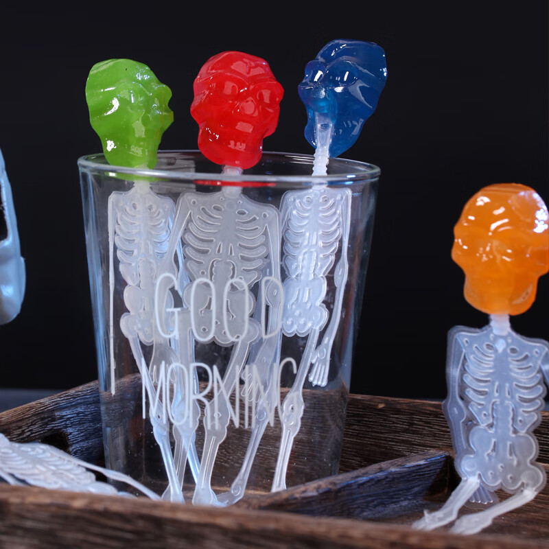 xywlkj万圣节糖发创意闪光夜光礼品恐怖荧光骷髅架搞怪棒棒糖hallowee