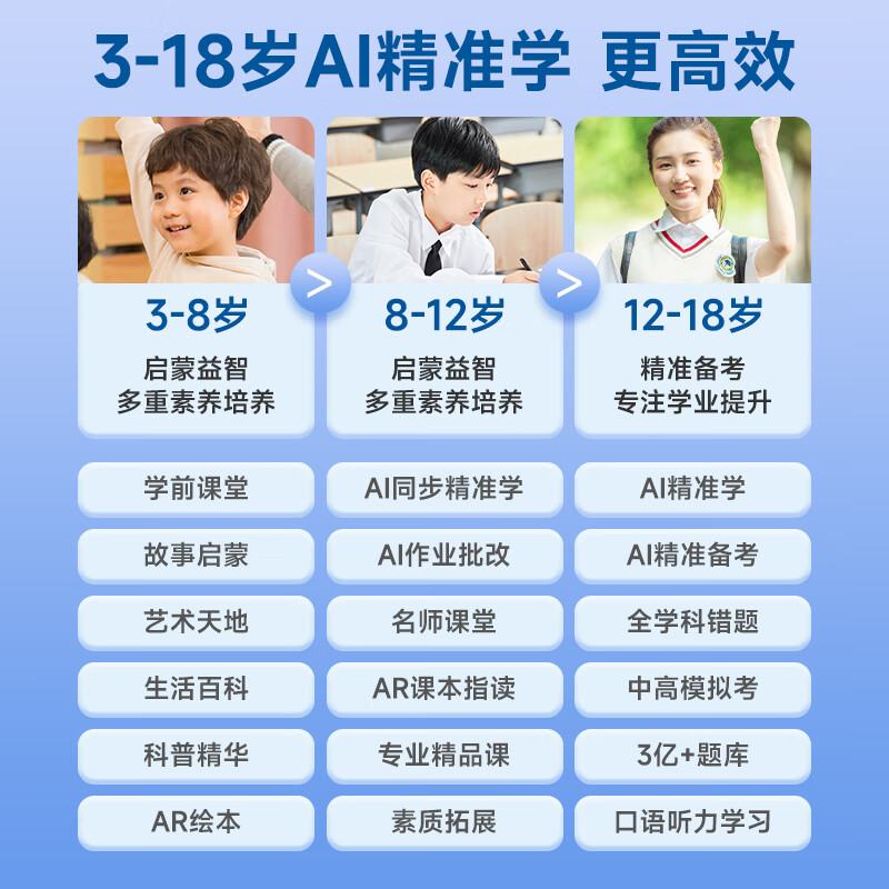 好记星学习机8+256G小学生初中高中教材同步英语学习八核平板电脑家教机上网课点读机 M600蓝【8+256G+真八核+同步教材双系统】