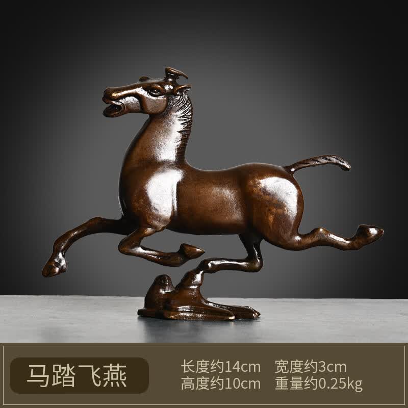 花语奇萌永动摆件 铜马踏飞燕摆件铜奔马居客厅书房办公室中式装饰品