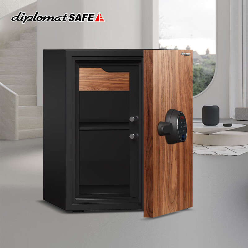 得宝韩国进口diplomat得宝保险柜家用办公防火防盗指纹密码胡桃木中