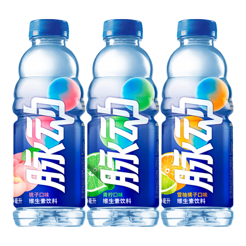 脉动三口味青柠桃子雪柚橘子600ML低糖维生素出游做运动饮料 青柠600ml*9+桃子600ml*3