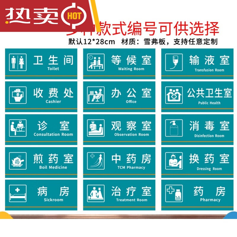 门牌科室牌卫生室治疗室处置室标识牌药房观察室标示牌 同尺寸同材质