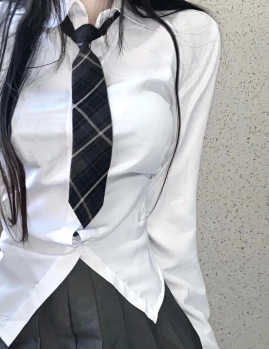 拉夏贝尔(la chapelle)纯欲收腰jk制服白色衬衫女秋季修身显瘦百搭