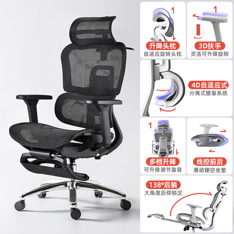 朗域轩品人体工学椅电脑椅V1 6代办公座椅电竞椅学习椅会议老板椅转椅