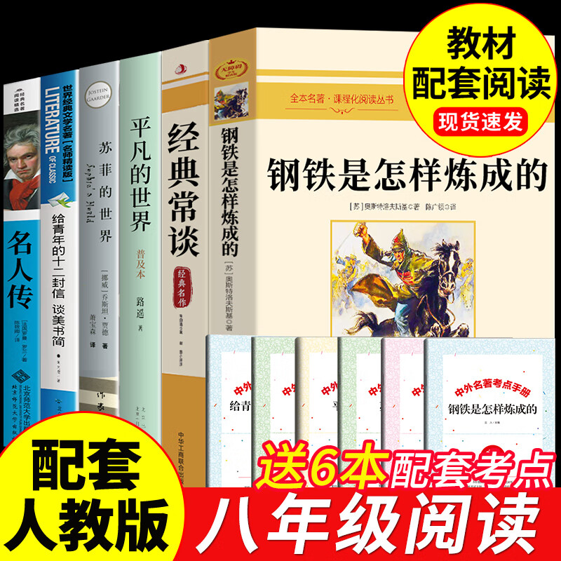 全套6册钢铁是怎样炼成的经典常谈八年级下册必读正版课外阅读书 苏菲世界原著初中初二阅读书籍初中生语文名著版和下练书目名人传精典金典经点长谈常读傅雷家书怎么样人民教育出版社 【6册】八年级下册必读正版