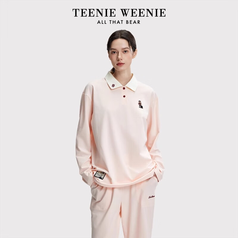 TEENIE WEENIE小熊睡衣情侶春夏季2025新款休閑寬松復(fù)古學(xué)院刺繡長(zhǎng)袖家居服套裝 【長(zhǎng)袖長(zhǎng)褲】女款-珍珠粉 M