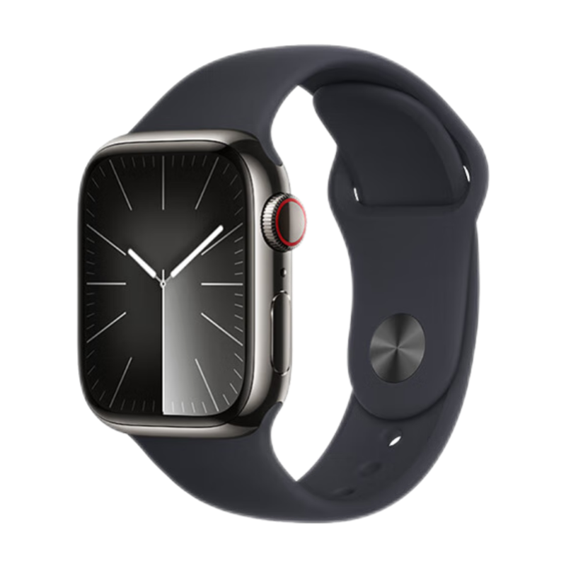 Apple/苹果 Watch Series 9 智能手表GPS+蜂窝款41毫米石墨色不锈钢表壳午夜色运动型表带M/L MRM43CH/A