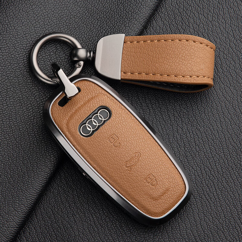 睿博泽适用于奥迪A6L钥匙套A7/A8/Q7钥匙包扣A3钥匙保护套 金棕色奥迪【挂件】