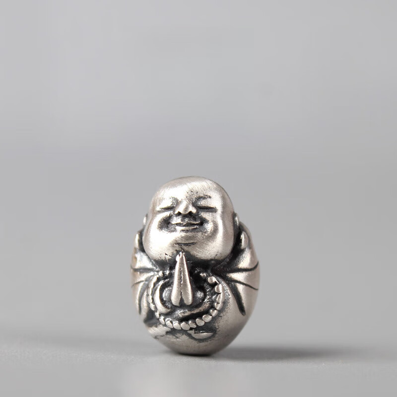 石俞记原创手工925银大自在祈祷文佛三通佛头 diy佛珠手串佛头三通