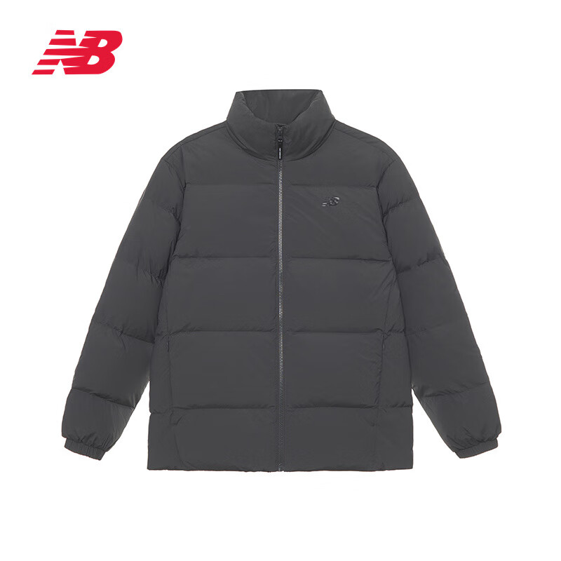 NEW BALANCE NB 经典Logo休闲百搭立领保暖防寒鸭绒运动面包羽绒服 男女同款 AMJ44302-ACK XL 身高180CM