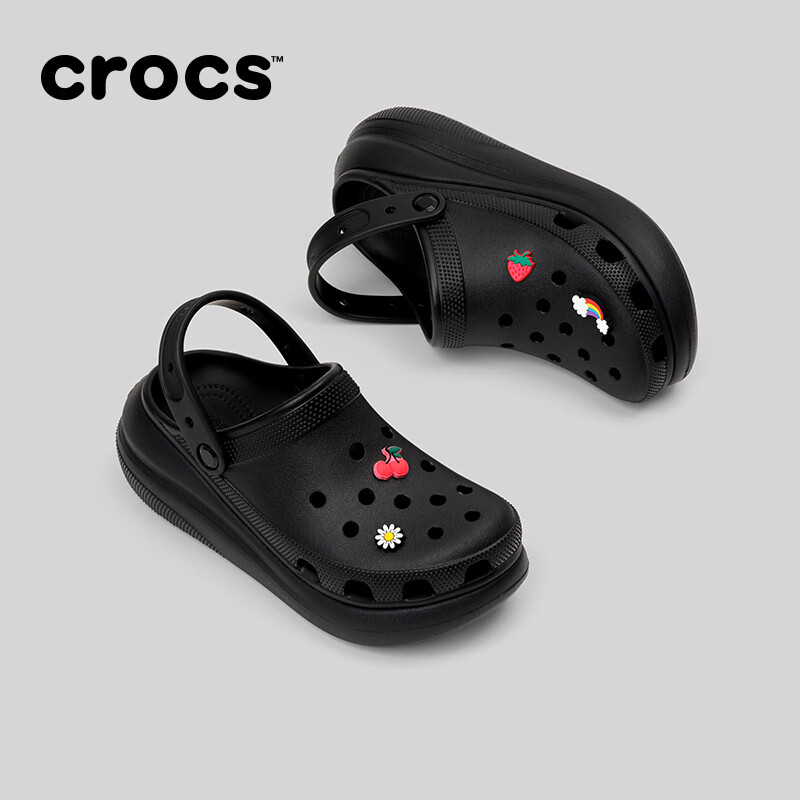 卡骆驰(CROCS)檀健次同款经典泡芙洞洞鞋百舒适男沙滩鞋女鞋休闲鞋|207521 黑色-001(含智必星) 36 (220mm) 37