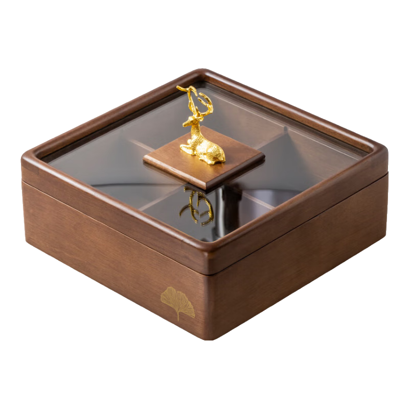 森物社实木干果盒果盘零食盘干果盘糖果盒家用客厅水果盘子干果收纳盒 胡桃木纸巾盒收纳盒【大号】
