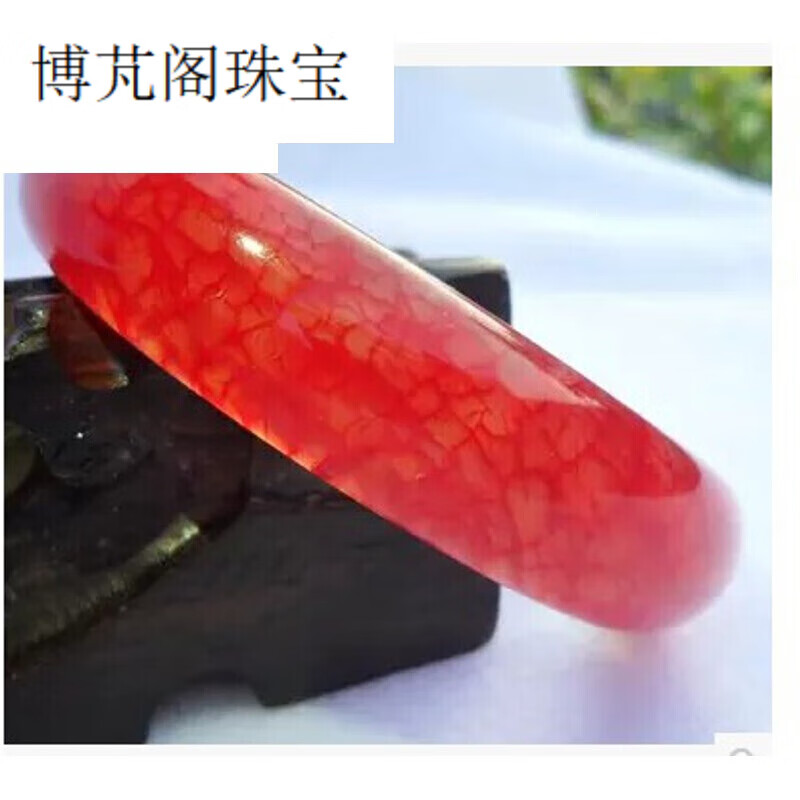 莎畔阁阁鸡血石手镯岫玉桃花玉桃花血玉手镯妈妈 图片色