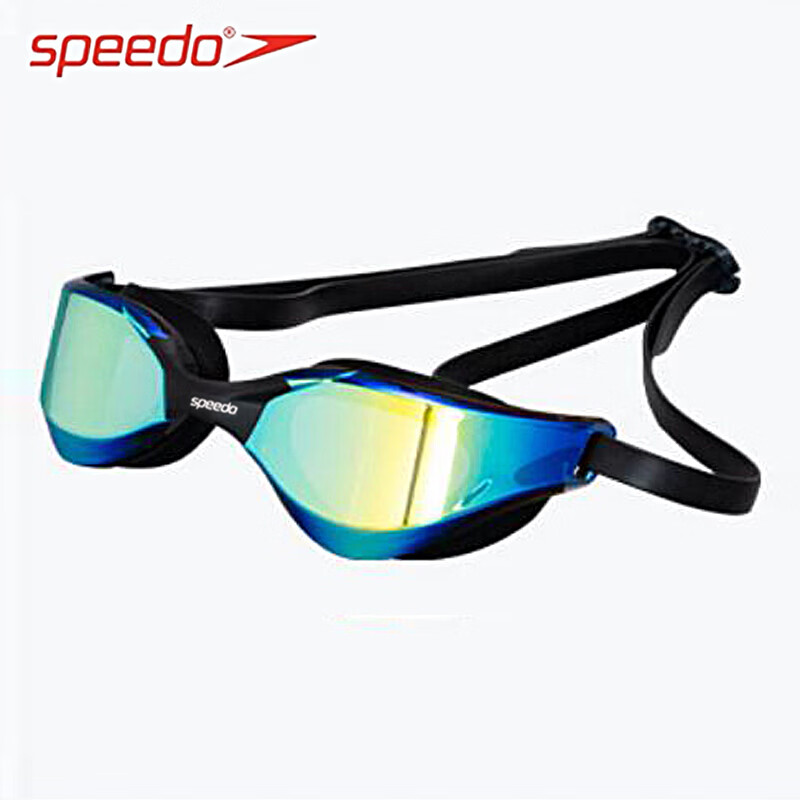 speedo速比涛泳镜高清防水防雾游泳竞技款眼镜男女通用 白色镀银