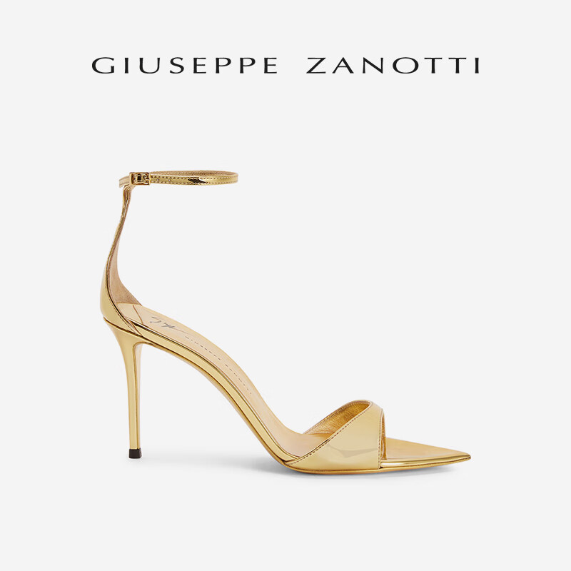 GIUSEPPEZANOTTI【七夕禮物】GZ女士露趾尖頭穆勒鞋高跟鞋涼鞋 004金色 35