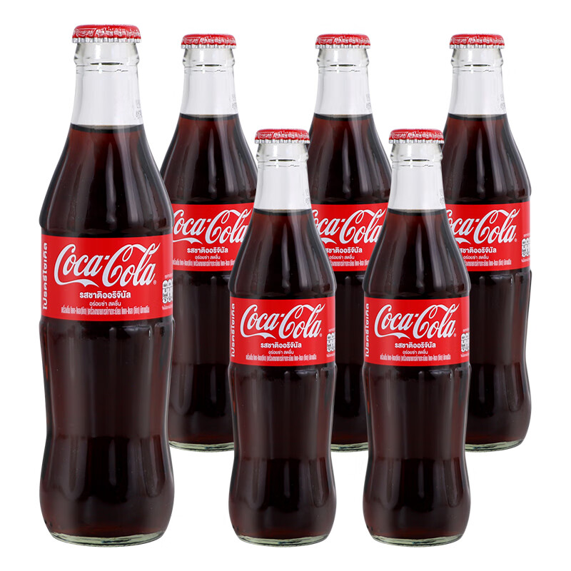 可口可乐泰国进口 青柠味碳酸汽水碰响玻璃瓶装可乐 夏日饮料休闲饮品 250mL6瓶可乐