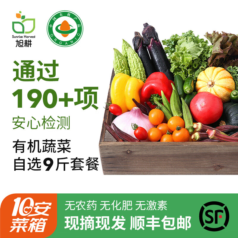 旭耕 有机蔬菜9斤组合套餐9~12种 有机认证新鲜净菜 现摘现发顺丰空运