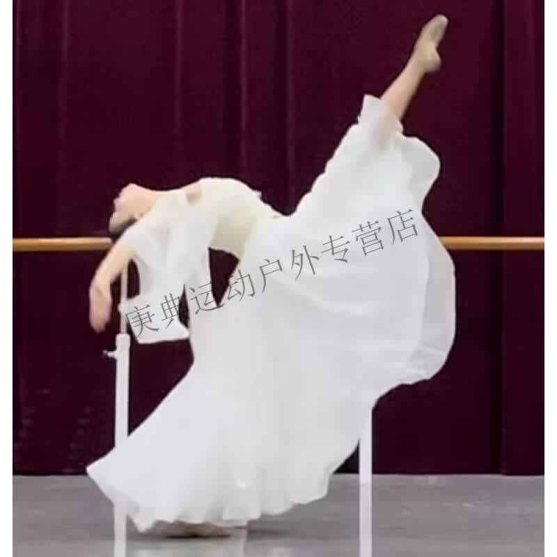 炫逐古典舞蹈服大摆裙女仙气飘逸纱衣练功服中国舞剧目艺考演出服套装 上衣+发带+吊带【三件套】 S