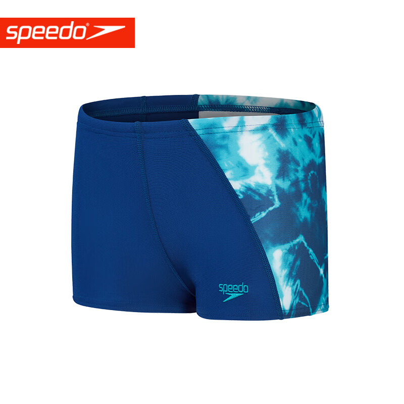 speedo速比涛大童青少年男孩温泉套装儿童分体泳衣防晒长袖上衣中 彩蓝/湖绿【平角裤】 8-003 16(建议15-16岁)