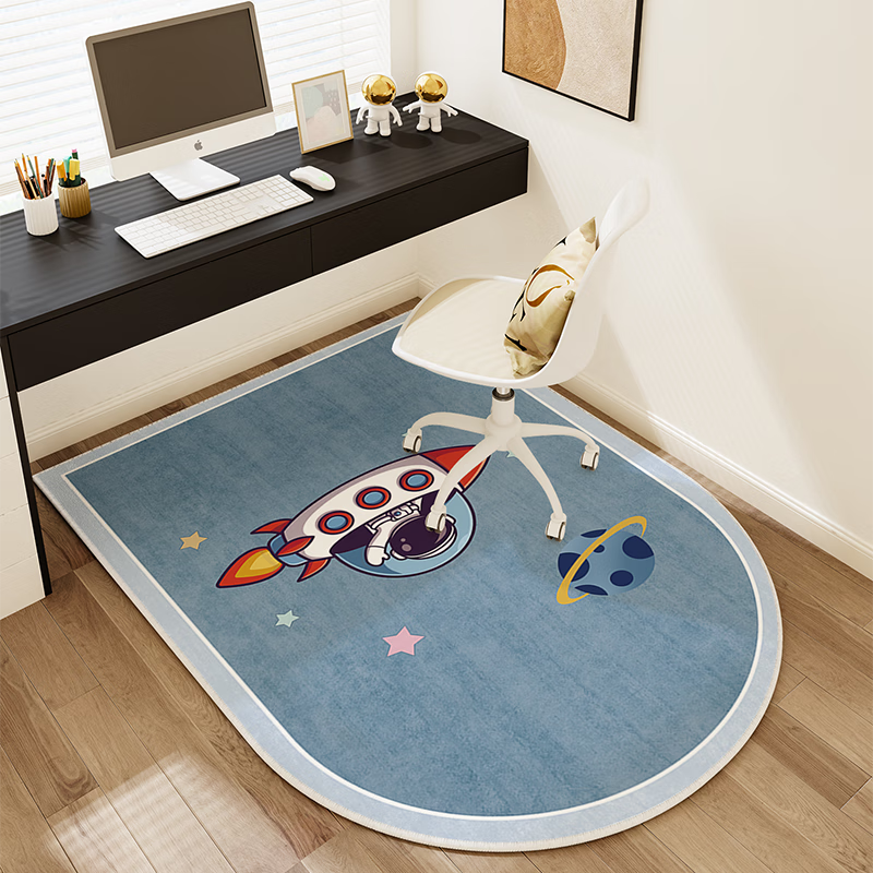 季象电脑椅子地垫书房学习桌滑轮座椅转椅垫子圆形卧室床边梳妆台毯子 SJR-星际迷航-大圆角 60X90cm