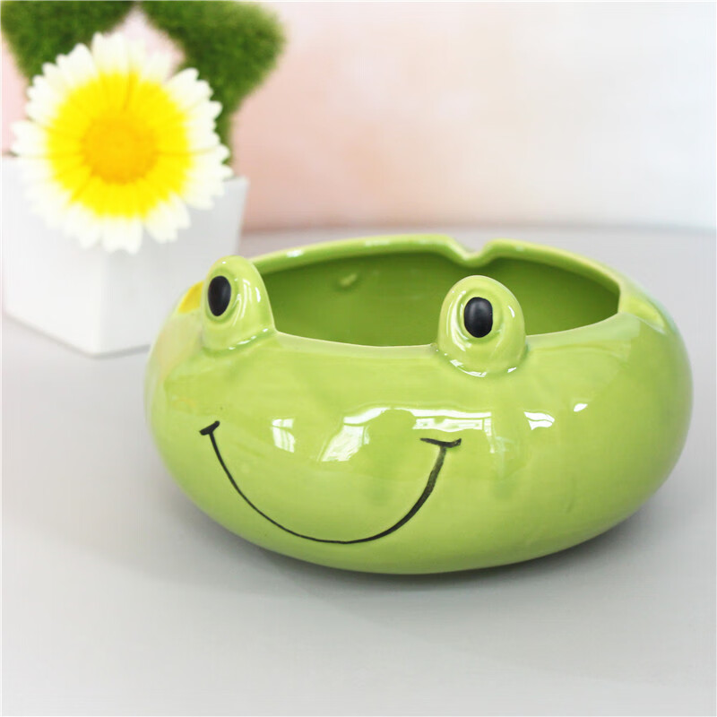 卞伶卡通可爱创意陶瓷烟灰缸卡通可爱小青蛙 小青蛙烟灰缸