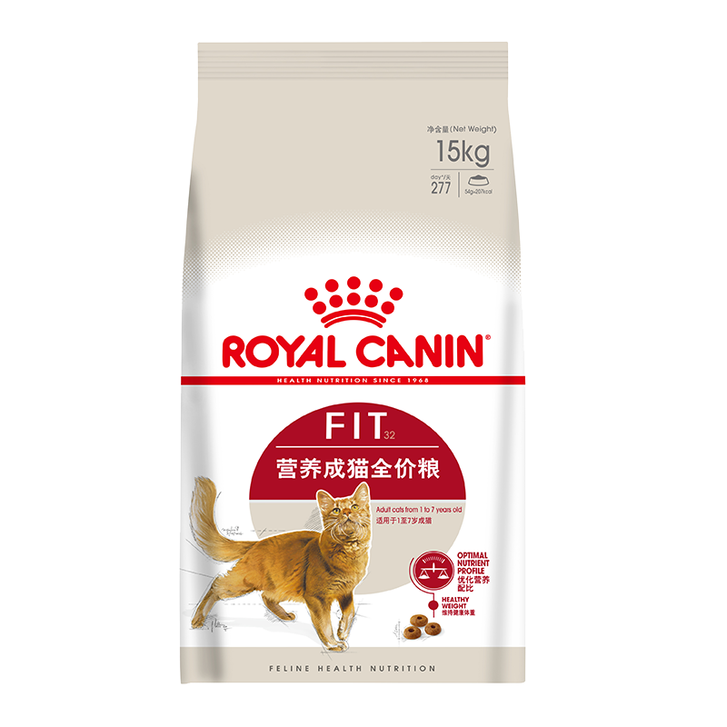 皇家皇家成猫猫粮 营养均衡 F32 通用粮 1-7岁 15KG