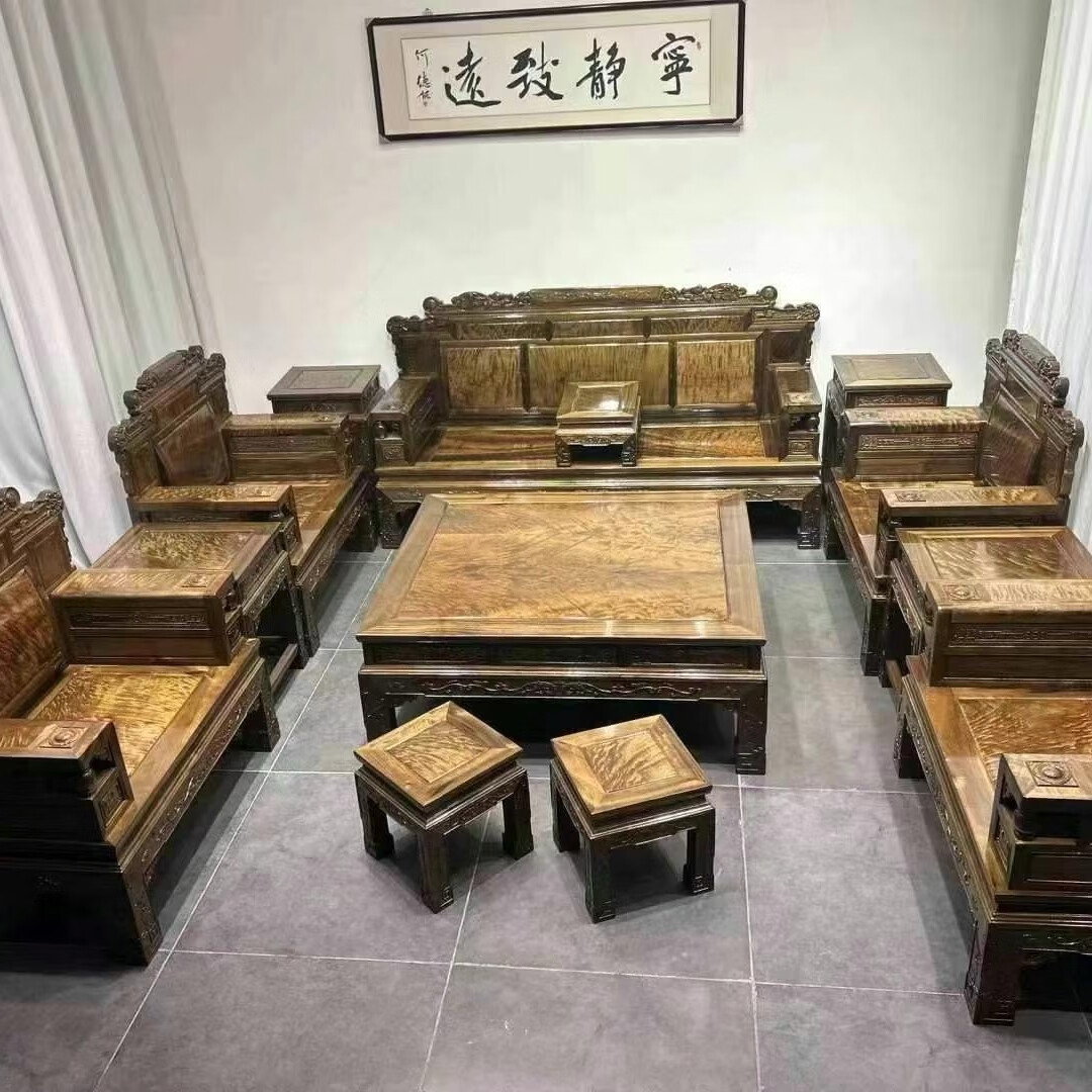 奢晔金丝楠木沙发阴沉木全实木简约古典中式客厅财源滚滚小叶桢楠新款