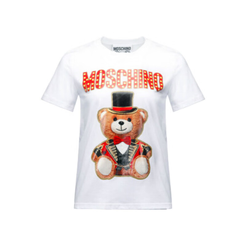莫斯奇诺(moschino)女士棉质泰迪熊印花图案短袖t恤衫 v0708 0540